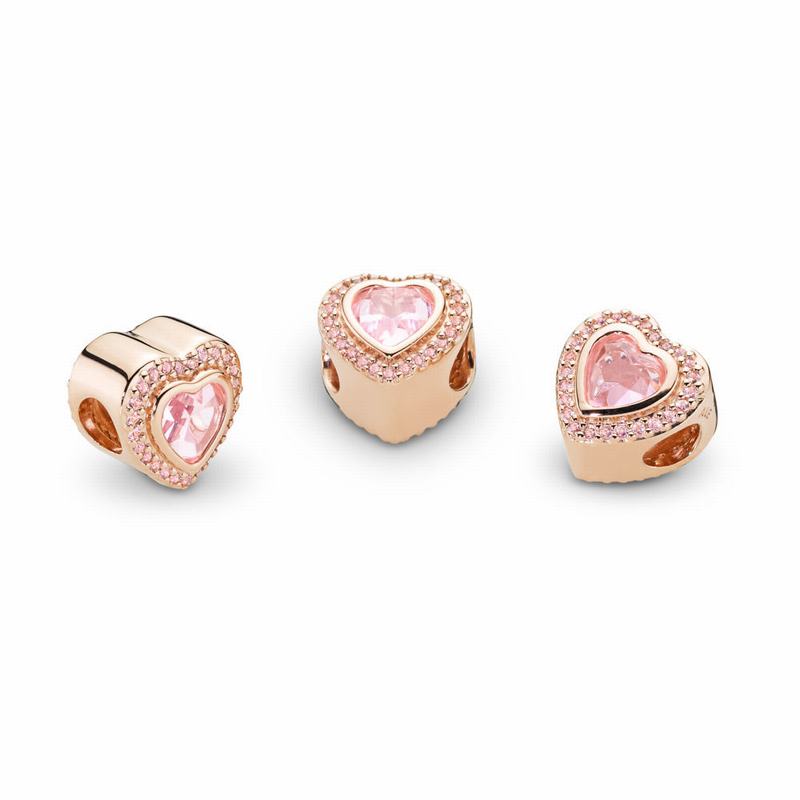 Pandora Rose™ Sparkling Love Charm Ireland - Pandora Rose/Crystal - 946728HMW